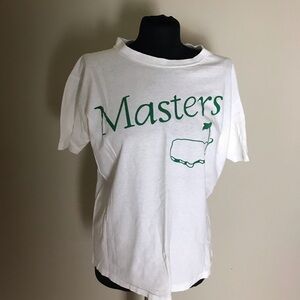 White T-Shirt with Green Masters Logo